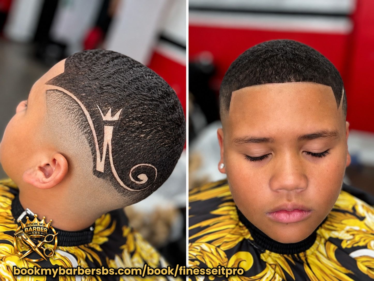 Dark and wavy brush cut with a freestyle design and crown for this young KING! Done by @jerz_the_barber