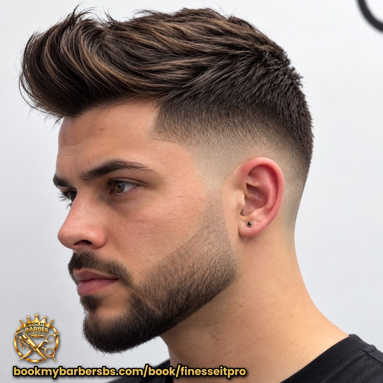 Mid skin Drop fade with textured faux hawk& Faded beard done by @dehairdoctor07
